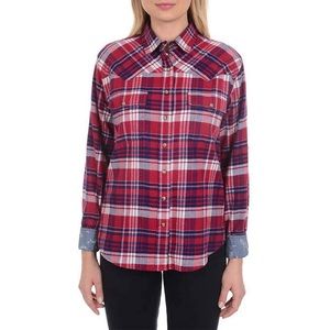 JACHS Girlfriend Comfort Stretch Flannel Button Down Size XL